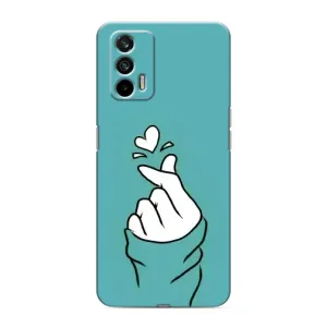 Чехлы (Знак сердечка) на Realme 7 Pro (Сердечко на бирюзовом)