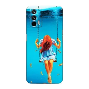 Чехол Стильные девушки на Realme 7 (Девушка на качели)