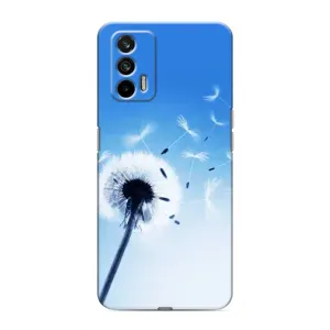 Силиконовый Чехол с одуванчиками на Realme 7 (Одуванчик на голубом)