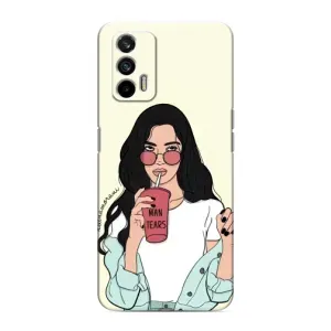 Силиконовый Чехол на Realme 7 с картинкой Стильных Девушек (С напитком)