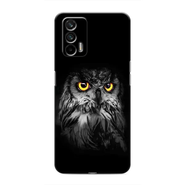 Чехол с рисунком «Сова на чёрном» для Realme 7