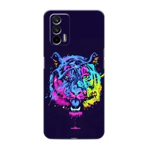 Силиконовый бампер с картинкой животных для Realme 7 (Тигр-Арт)
