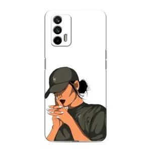 Силиконовый Чехол на Realme 7 с картинкой Стильных Девушек (В зеленом)
