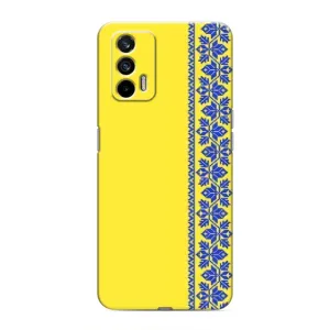 Силиконовый Чехол на Realme 7 (Вышиванка на желтом)