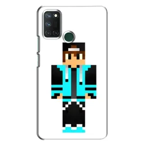 Чехлы для Realme 7i (Персонажи Майн Крафт) (Мальчик в голубом)