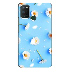 Чехол с Цветами для Realme 7i (ромашки на голубом)