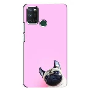 Бампер для Realme 7i с картинкой "Песики" (Собака на розовом)