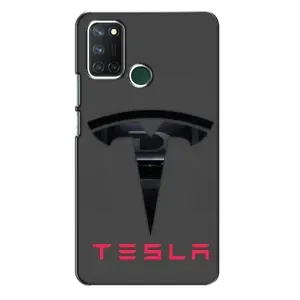 Силиконовый бампер с картинкой машины на Realme 7i (Logo TESLA)