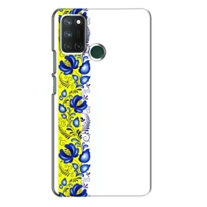 Силіконовый Чохол на Realme 7i з картинкой Вишиванки (Жовто-біла вишиванка)