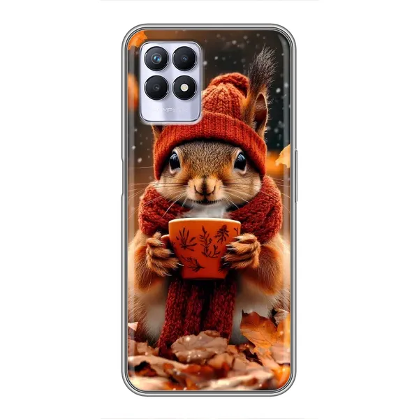 Чехол с рисунком «Белка с кофе» для Realme 8 Pro