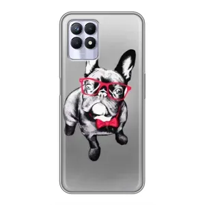 Чехол (ТПУ) Милые собачки для Realme 8 Pro (Бульдог в очках)