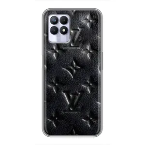 Текстурный Чехол Louis Vuitton для Реалми 8 Про (Черный ЛВ)