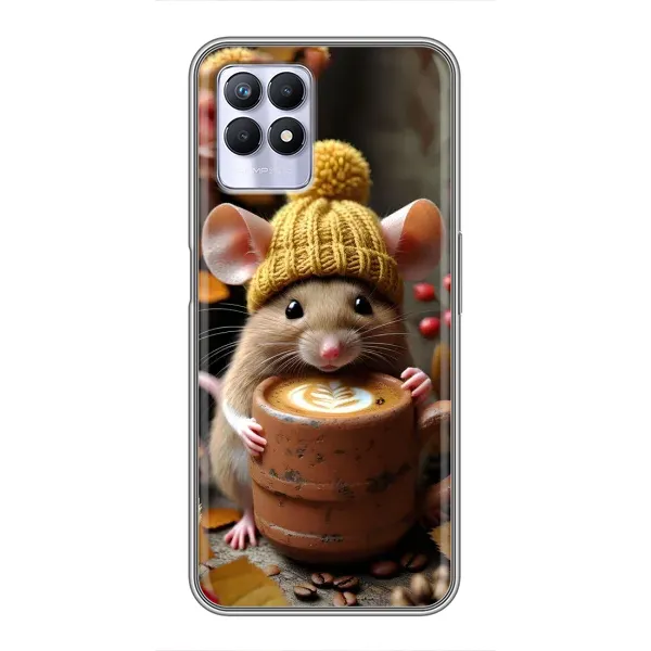 Чехол с рисунком «Мышка с кофе» для Realme 8 Pro