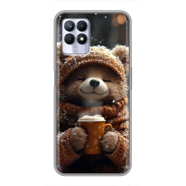 Чехол с рисунком «Медвежонок с кофе» для Realme 8 Pro