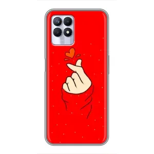 Чехлы (Знак сердечка) на Realme 8 Pro (Сердце на красном)