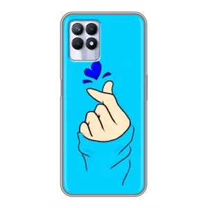 Чехлы (Знак сердечка) на Realme 8 Pro (Сердце на синем)
