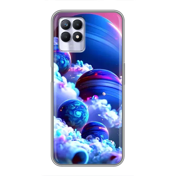 Чехол с рисунком «Синие планеты» для Realme 8 Pro