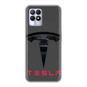 Силіконовий бампер з картинкою машини на Realme 8 Pro (Logo TESLA)