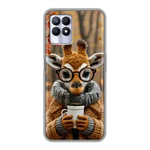 Печатный чехол «Зверята с кофе» для Realme 8 Pro (Жираф с кофе)