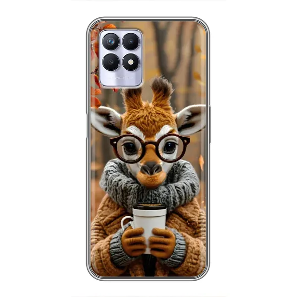 Чехол с рисунком «Жираф с кофе» для Realme 8 Pro