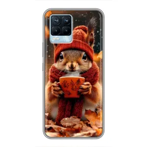 Друкований чохол 'Звірята з кавою' для Realme 8 (Білка з кавою)
