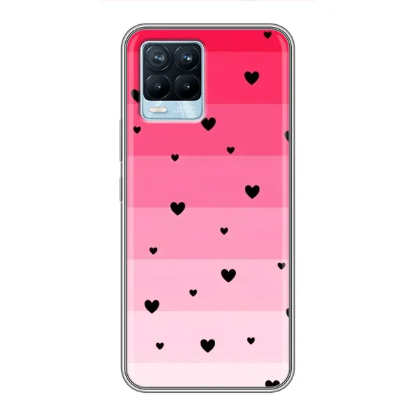 Чехол с рисунком «Чорные сердечки» для Realme 8 Чехол с рисунком «Чорные сердечки» для Realme 8