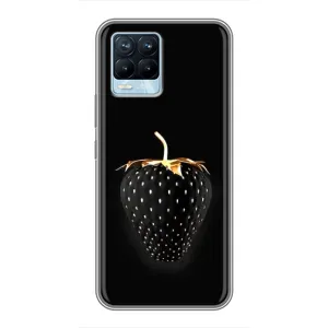 Чехол с изображением  вкусной еды для Realme 8 (Чёрная клубника)