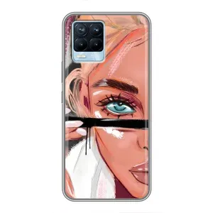 Силиконовый Чехол на Realme 8 с картинкой Стильных Девушек (Девушка и ресницы)