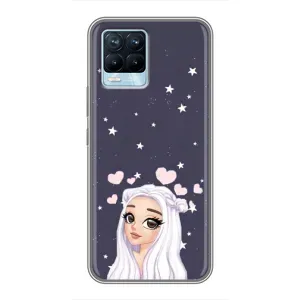 Чехол Стильные девушки на Realme 8 (Девушка и сердечки)