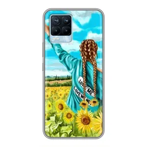 Чехол Стильные девушки на Realme 8 (Девушка на поле)