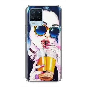 Чехол с картинкой Модные Девчонки Realme 8 (Девушка с коктейлем)
