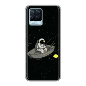 Силиконовый Чехол с принтом "Космонавты" на Realme 8 (Космонавт на рыбалке)