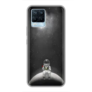 Силиконовый Чехол с принтом "Космонавты" на Realme 8 (Космонавт романтик)