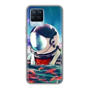 Силиконовый Чехол с принтом "Космонавты" на Realme 8 (Космонавт в воде)