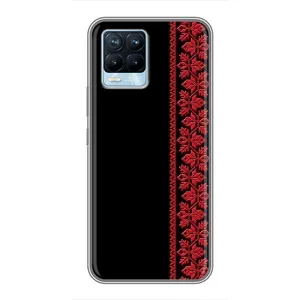 Силиконовый Чехол на Realme 8 (Красная Вышиванка)