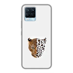 Чехол с леопардовым принтом на Realme 8 (Леопард на белом)