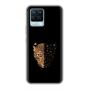 Чехол с леопардовым принтом на Realme 8 (Леопард на черном)