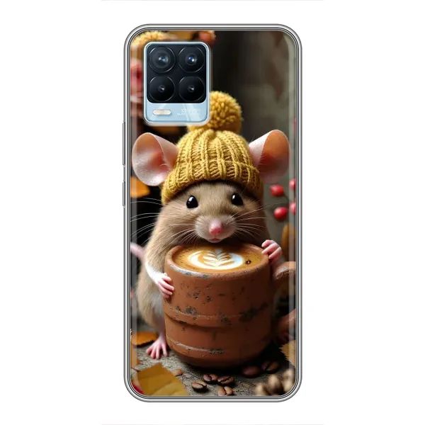 Чехол с рисунком «Мышка с кофе» для Realme 8 Чехол с рисунком «Мышка с кофе» для Realme 8