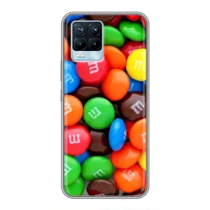 Чехол с изображением  вкусной еды для Realme 8 (Разноцветные M&M'S)