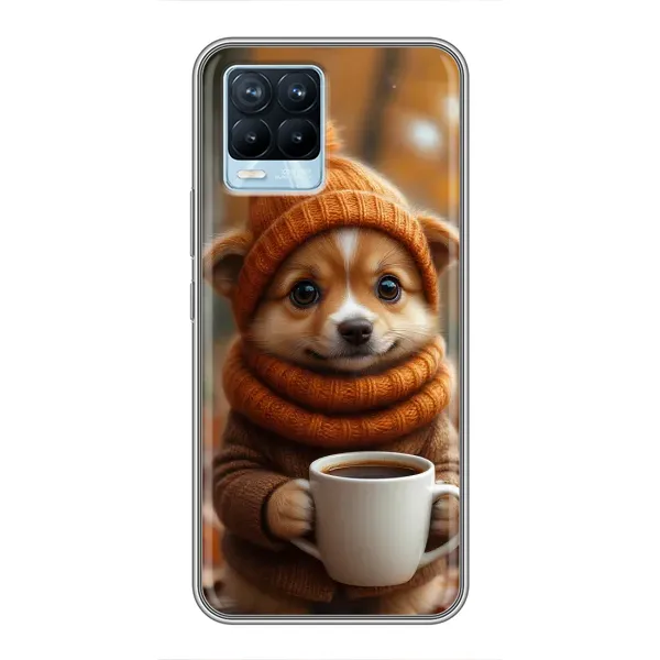 Чехол с рисунком «Собачка с кофе» для Realme 8 Чехол с рисунком «Собачка с кофе» для Realme 8