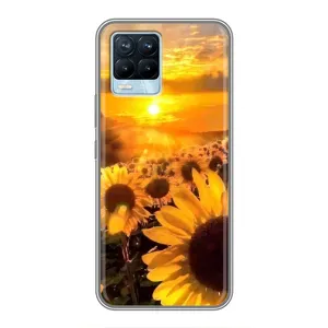 Чехол с Цветами для Realme 8 (поле подсолнухов)