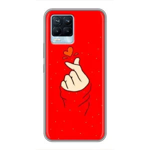 Чохол (Знак сердечка) для Realme 8 (Сердечко на червоному)
