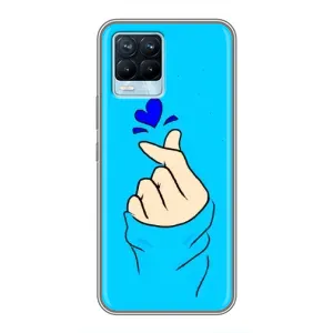 Чохол (Знак сердечка) для Realme 8 (Сердечко на синоьому)