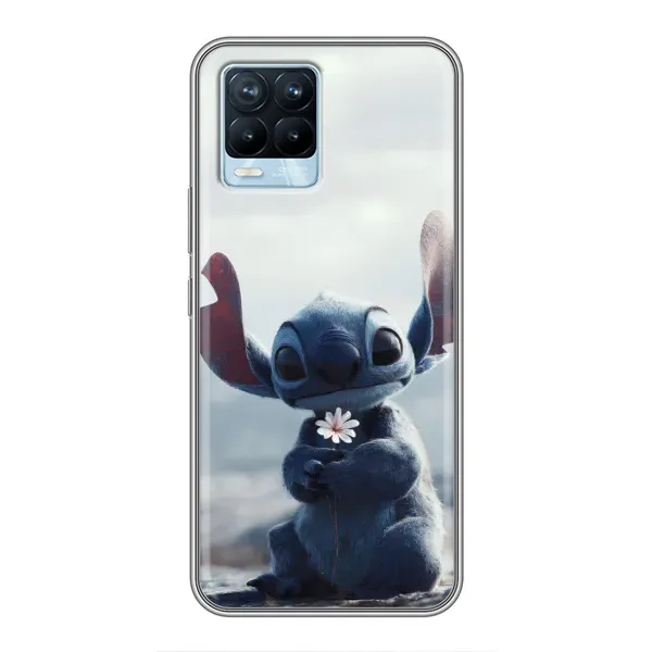 Чехол с рисунком «Стич с цветочком» для Realme 8 Чехол с рисунком «Стич с цветочком» для Realme 8