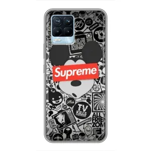 Чехол с Брендами одежды на Реалмі 8 (Supreme Маус)