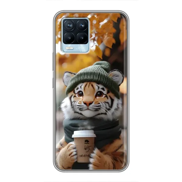 Чехол с рисунком «Тигр с кофе» для Realme 8 Чехол с рисунком «Тигр с кофе» для Realme 8