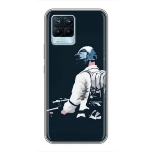 Силиконовый чехол с картинкой "Герой Pubg" на Realme 8 (В экиперовке)
