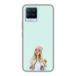 Силиконовый Чехол на Realme 8 с картинкой Стильных Девушек (В шапке)