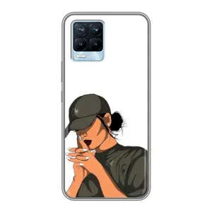 Силиконовый Чехол на Realme 8 с картинкой Стильных Девушек (В зеленом)