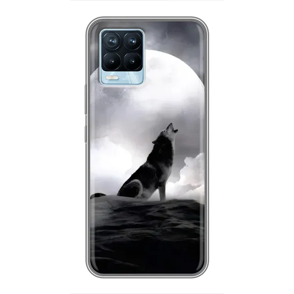 Чехол с рисунком «Волк и луна» для Realme 8 Чехол с рисунком «Волк и луна» для Realme 8
